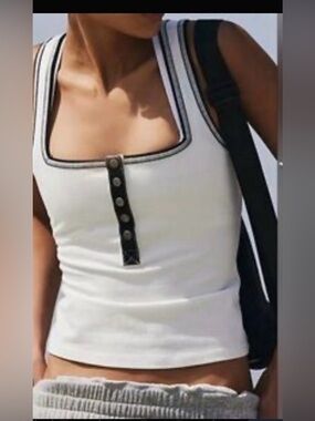 FP Movement Go To Henley Cami Square Neck Tank-size XS